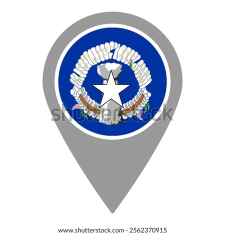 Northern Mariana Islands flag location pin, flag application, Flag on Location Pin, graphic design, map pointer, vector illustration.