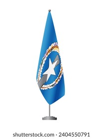 Northern Mariana Islands flag on flag stand for official meetings, transparent background, vector