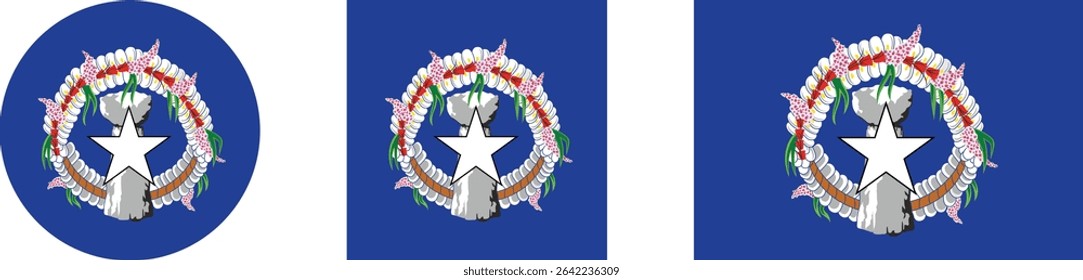 
Northern Mariana Islands flag PNG vector. Northern Mariana Islands square and round icon isolated on transparent PNG background. Northern Mariana Islands flag icon.