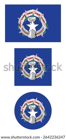 
Northern Mariana Islands flag PNG vector. Northern Mariana Islands square and round icon isolated on transparent PNG background. Northern Mariana Islands flag icon.