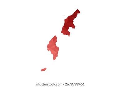 Mapa das Ilhas Marianas do Norte - Ilustração vetorial em estilo polígono em gradiente vermelho, baixo projeto geométrico poly, isolado no fundo branco, perfeito para infográficos, relatórios e materiais educacionais.