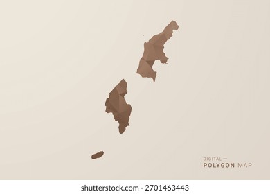 Mapa de las Islas Marianas del Norte - Ilustración vectorial de estilo polígono en degradado marrón, diseño geométrico de bajo poli, aislado sobre fondo beige para infografías y decoración.