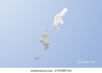Northern Mariana Islands Map - polygon style vector illustration in gray, white and blue tone, low-poly geometric design, minimal silhouette, suitable for infographic and modern design.