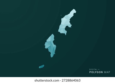 Northern Mariana Islands Map - Polygon style vector illustration in green and blue low poly geometric design, clean minimal silhouette for infographic.