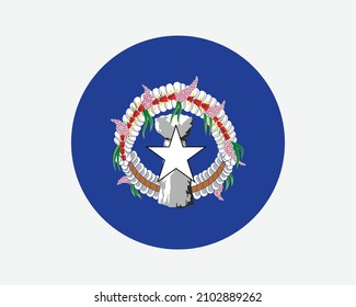 Northern Mariana Islands Round Flag. Northern Mariana Islands Circle Flag. US USA Commonwealth United States Territory Circular Shape Button Banner. EPS Vector Illustration.