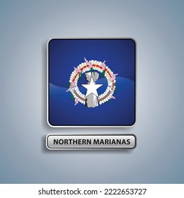 Northern Marianas flag square button vector illustration