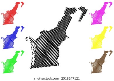 Northern Peninsula Area Region (Commonwealth of Australia, Queensland state) map vector illustration, scribble sketch Northern Peninsula map