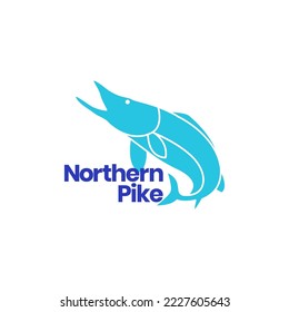 northern pike fish modern abstract logo