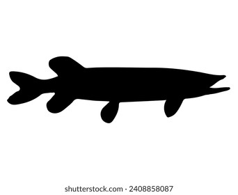 Northern pike fish silhouette vector art white background