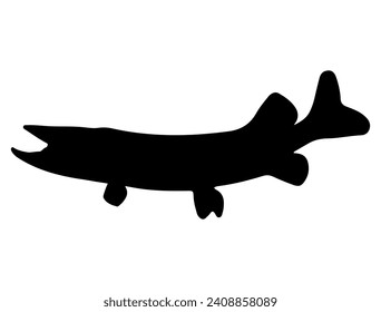 Northern pike fish silhouette vector art white background