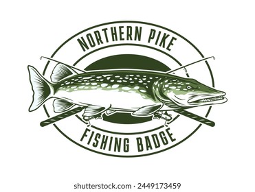 Northern Pike Fishing Badge Vorlage