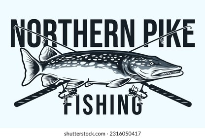 northern pike fishing vector design