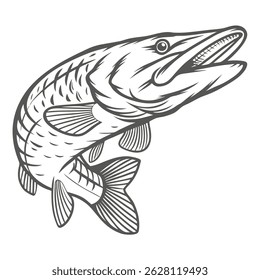 Ilustração de arte de Northern Pike Line, Esox Lucius