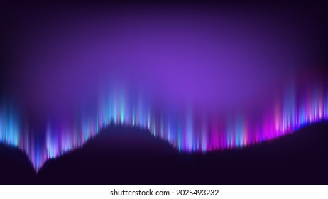 Northern Polaris Aurora Color Light Banner Vector. Lighting Aurora Appear Diffuse Glow Or Curtains. Magnetic Midnight Atmospheric Colorful Phenomenon Template Realistic 3d Illustration