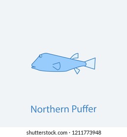 northern puffer 2 colored line icon. Simple light and dark blue element illustration. northern puffer concept outline symbol design from fish set