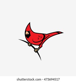 Northern Red Cardinal Bird Sign - Vector Illustration