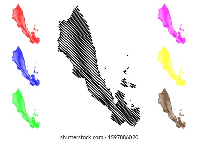 Northern Red Sea Region (Horn of Africa, State of Eritrea, Regions of Eritrea) map vector illustration, scribble sketch Northern Red Sea (Dahlak Archipelago) map