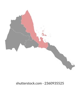 Northern Red Sea region map, administrative division of Eritrea. Vector illustration.