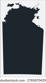 Northern Territory, AU, Australia map. Just a simple border map. Shape of the state. Blank boundary outline. Vector illustration.
