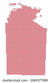 A Northern Territory Australia dot map isolated on a white background