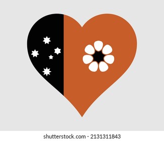 Northern Territory of Australia Herz Flag. NT AUS Love Shape Flag. Australian Territory Banner Symbol Symbol Clip Art. EPS-Vektorgrafik.