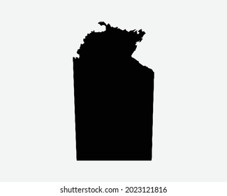 Northern Territory Australia Map Black Silhouette. NT, Australian Territory Shape Geography Atlas Border Boundary. Black Map Isolated on a White Background. EPS Vector Graphic Clipart Icon