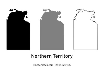 Northern Territory, Australia map in outline style, black color, gray color	