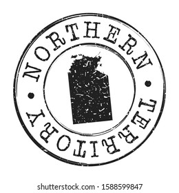 Northern Territory Australia Map Postmark. Silhouette Postal Passport. Stamp Round Vector Icon. Vintage Postage Design.