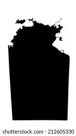 Northern Territory, Australia vector map isolated on white background silhouette. High detailed illustration. 
