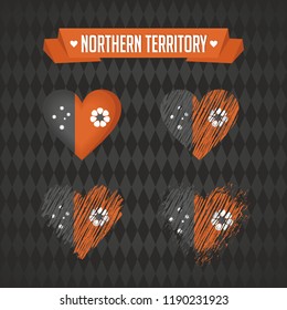 Northern Territory with love. Design vector broken heart with flag inside