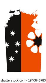 Northern Territory map flag vector silhouette illustration isolated on white background. Country in Australia.