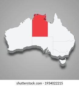 Northern Territory Region Location Within Australia 3d Isometric Map