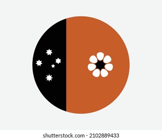 Rundfahne des nördlichen Hoheitsgebiets. NT, Australien Circle Flag. Australian Territory Circular Shape Button Banner. EPS-Vektorgrafik.