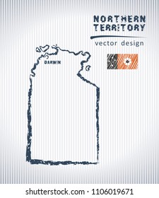 Northern Territory vector chalk drawing map isolated on a white background