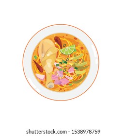 Northern Thai Curry Noodle Soup With Chicken - Khao Soi.