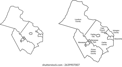 northern virginia map, northern virginia vector, northern virginia outline, northern virginia