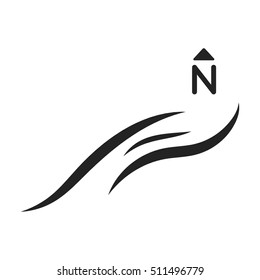 Northern wind icon in black style isolated on white background. Weather symbol stock vector illustration.