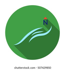Northern wind icon in flat style isolated on white background. Weather symbol stock vector illustration.