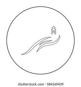 Northern wind icon in outline style isolated on white background. Weather symbol stock vector illustration.