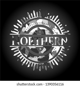 Northern written on a grey camouflage texture