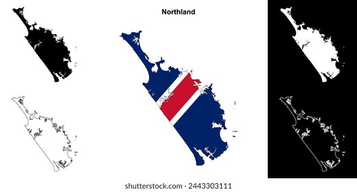 Northland blank outline map set