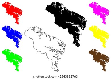 Condado de Northumberland, Commonwealth da Virgínia (Condado dos EUA, Estados Unidos da América, EUA, EUA) mapa ilustração vetorial, esboço de rabisco Mapa de Northumberland