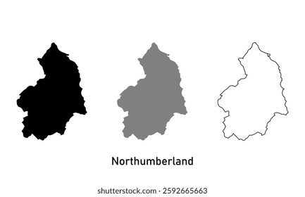 Northumberland county map England. map illustration isolated on background. map in black, gray, and outlines