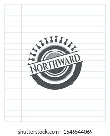 Northward emblem draw with pencil effect. Vector Illustration. Detailed.