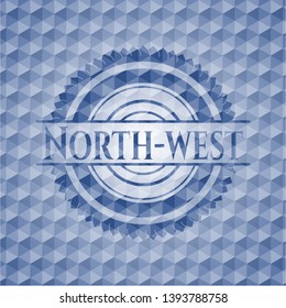 North-west blue hexagon emblem. Vector Illustration. Detailed.