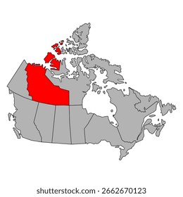 Forma de mapa do noroeste do Canadá, conceito plano de viagem ícone ilustração vetorial .