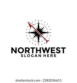 Northwest Compass logo design vector template, Creative compass logo with arrow