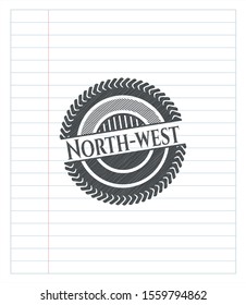 North-west emblem with pencil effect. Vector Illustration. Detailed.