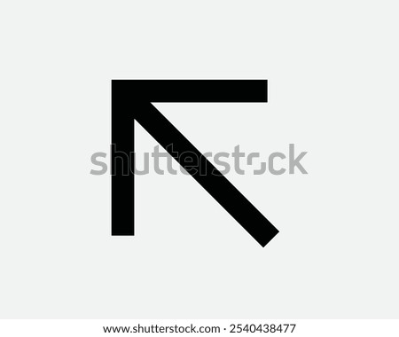 Northwest North West Pointer Pointing Arrowhead Arrow Navigation Path Location Aim Here There Up Left Sign Icon Shape Outline Black White Vector