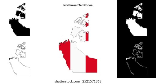 Conjunto de mapa de contorno en blanco de Territorios del Noroeste